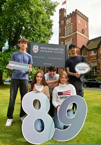 Talented GCSE students on cloud 9 after top results at Wolverhampton Grammar School